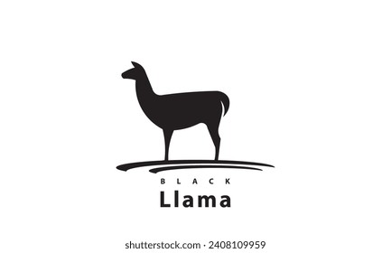 Vector Logo Illustration Llama Elegant Silhouette