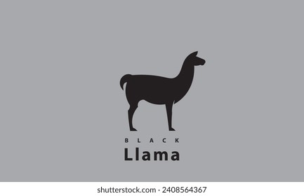 Vector Logo Illustration Llama Elegant Silhouette