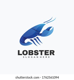 Vector Logo Illustration Lobster Gradient Colorful Style.