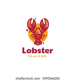 Vector Logo Illustration Lobster Simple Mascot Style.