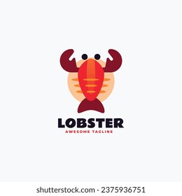 Vector Logo Illustration Lobster Simple Mascot Style.