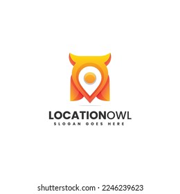 Vector Logo Illustration Location Owl Gradient Colorful Style.