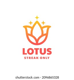 Vector Logo Illustration Lotus Gradient Line Art Style.