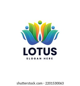Vector Logo Illustration Lotus Gradient Colorful Style