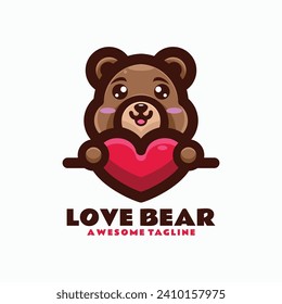Vektorlogo Illustration Love Bear Mascot Cartoon Stil.