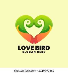 Vector Logo Illustration Love Bird Gradient Colorful Style.