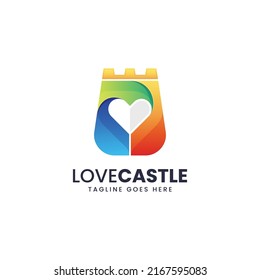 Vektorlogo Illustration Love Castle Farbverlauf-Stil.