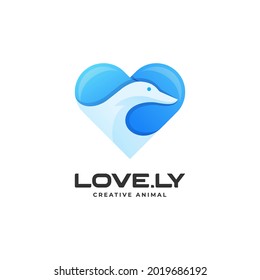 Ilustración con el logotipo vectorial Amo Duck Estilo de espacio negativo.