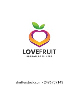 Vector Logo Illustration Love Fruit Gradient Colorful Style