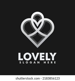 Vector Logo Illustration Love Line Art Style.