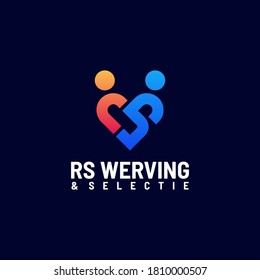 Vector Logo Illustration Love People. Gradient Colorful Style.