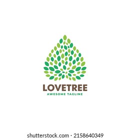 Vector Logo Illustration Love Tree Color Mascot Style.
