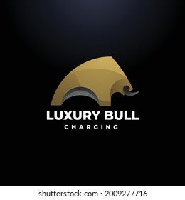 Vector Logo Illustration Luxury Bull Gradient Colorful Style.
