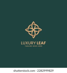 Vector Logo Illustration Luxury Leaf Line Art Logo.