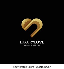 Vector Logo Illustration Luxury Love Gradient Colorful Style.