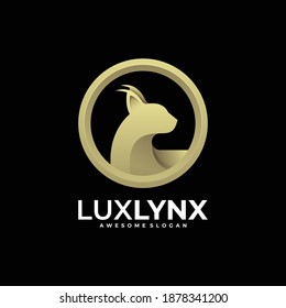 Vector Logo Illustration Luxury Lynx Gold Color Luxury Style.