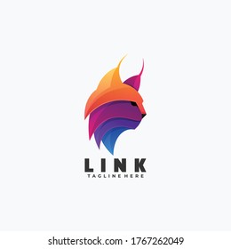 Vector Logo Illustration Lynx Gradient Colorful Style.