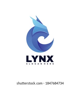 Vector Logo Illustration Lynx Gradient Colorful Style.