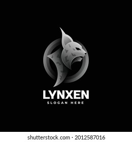 Vector Logo Illustration Lynx Gradient Colorful Style.