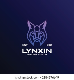 Vector Logo Illustration Lynx Gradient Line Art Style.