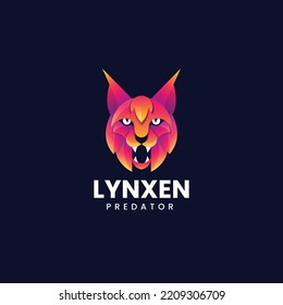 Vector Logo Illustration Lynx Gradient Colorful Style.