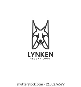 Vector Logo Illustration Lynx Line Art Style.