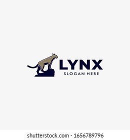 Vector Logo Illustration Lynx Pose Mascot Cartoon Style