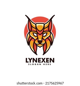Vector Logo Illustration Lynx Simple Mascot Style.
