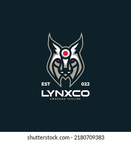 Vector Logo Illustration Lynx Simple Mascot Style.