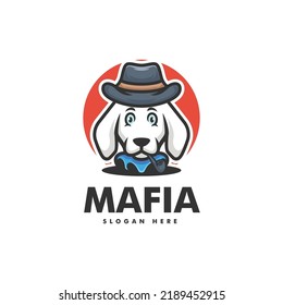 Vector Logo Illustration Mafia Dog Mascot Cartoon Style.