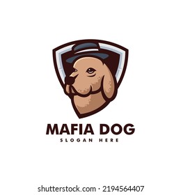 Vector Logo Illustration Mafia Dog Mascot Cartoon Style.