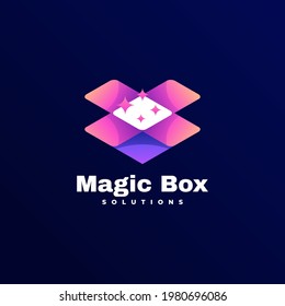Vector Logo Illustration Magic Box Gradient Colorful Style.
