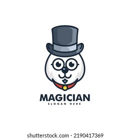 Vector Logo Illustration Magician Bear Mascot Cartoon Logo.