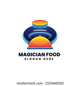 Vector logo illustration Magician Food gradient colorful style