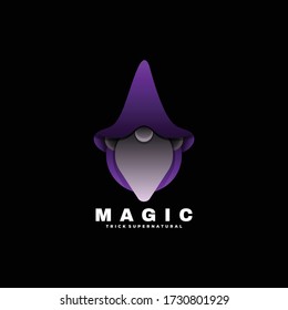 Vector Logo Illustration Magician Gradient Colorful Style