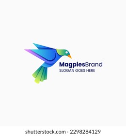 Vector Logo Illustration Magpie Bird Gradient Colorful Style