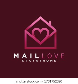 Vector Logo Illustration Mail Love Gradient Colorful Style
