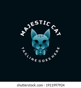Vector Logo Illustration Majesty Cat Gradient Colorful Style.