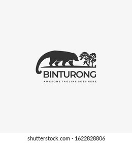 Vector Logo Illustration Malay Civet Cat Silhouette