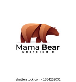 Vector Logo Illustration Mama Bear Gradient Colorful Style.