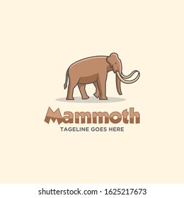 Vector Logo Illustration Mammoth Walking Line Art