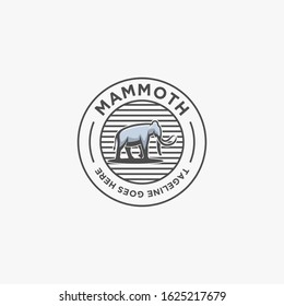 Vector Logo Illustration Mammoth Walking Vintage Badge