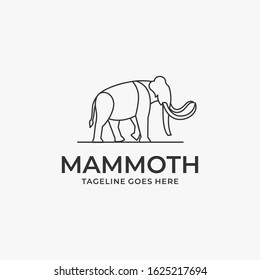 Vector Logo Illustration Mammoth Walking Line Art