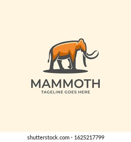 Vector Logo Illustration Mammoth Walking Mascot Cartoon