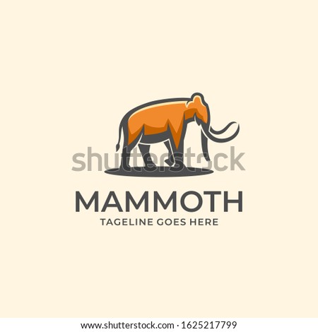 Vector Logo Illustration Mammoth Walking Mascot Cartoon