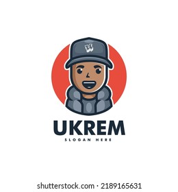 Vector Logo Illustration Man Mascot Cartoon Style.