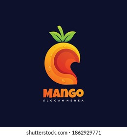 Vector Logo Illustration Mango Gradient Colorful Style.