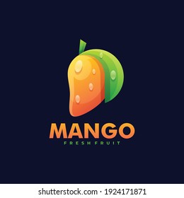 Vector Logo Illustration Mango Gradient Colorful Style.