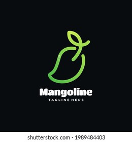 Vector Logo Illustration Mango Gradient Line Art Style.