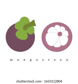 Vector logo illustration of a mangosteen fruit.